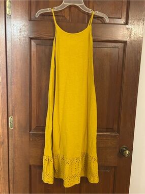 Old Navy Girls' Mustard Yellow Eyelet-Hem Maxi Dress